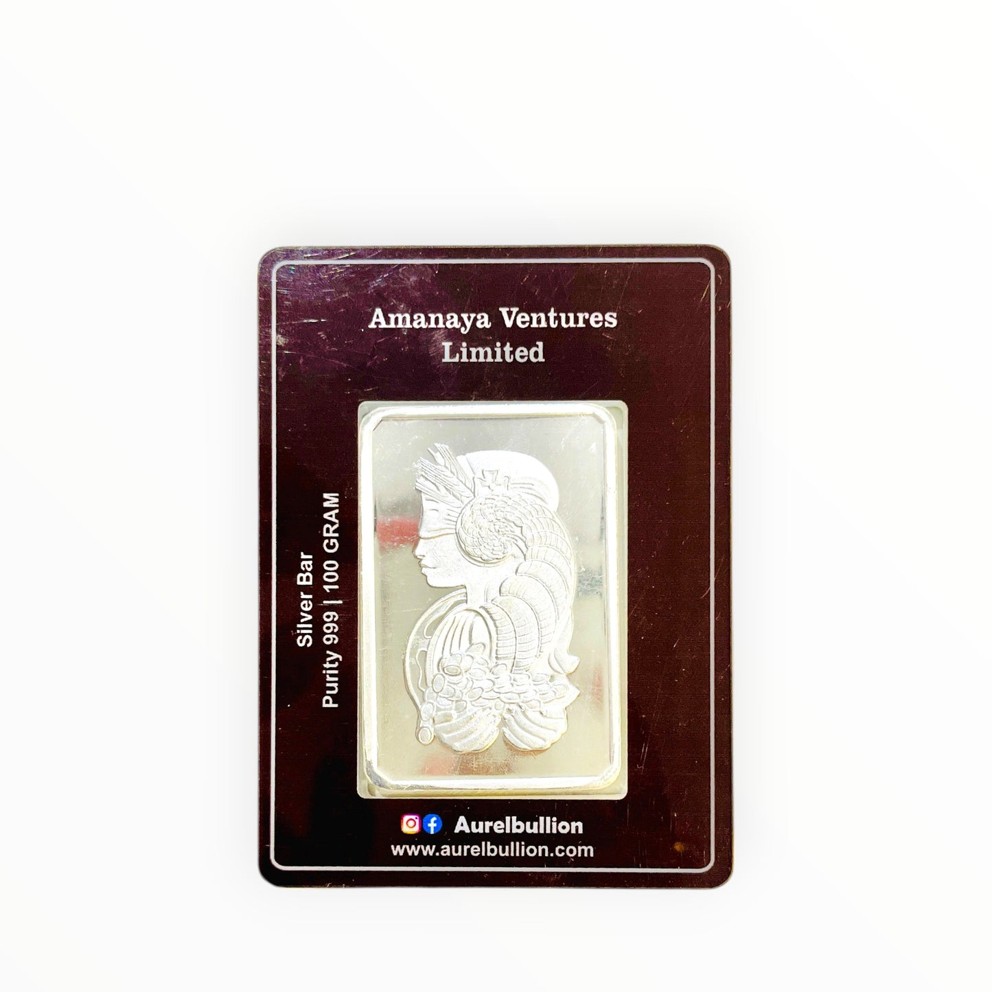Aurel 100 Grams Silver Bar With 999 Purity
