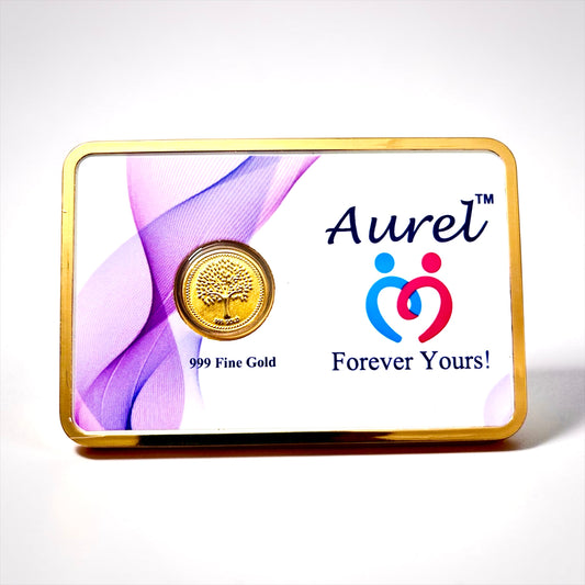 Aurel 50 mg Gold Foil Coin 999 Purity - front