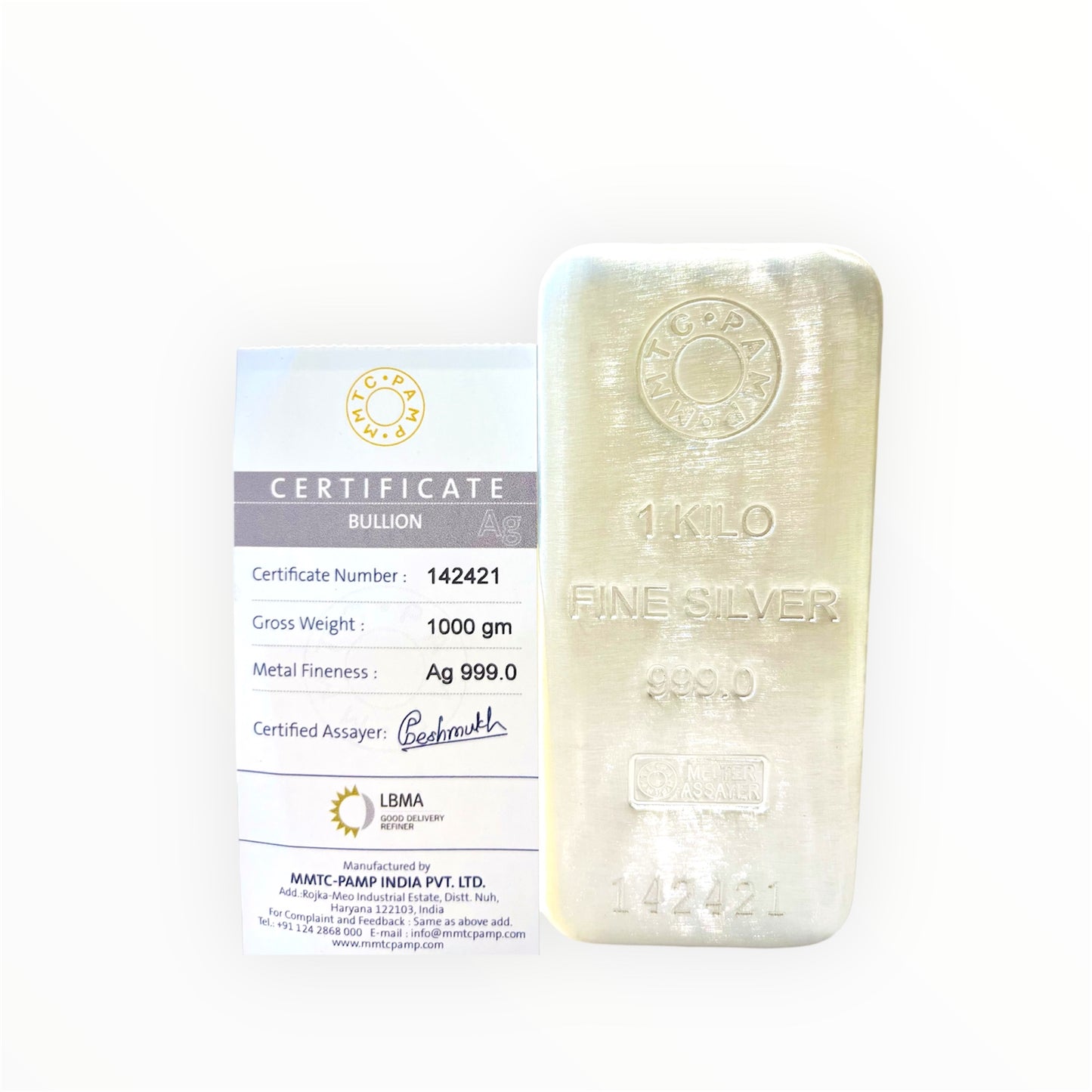 MMTC 1 Kg Silver Bar With 999.9 Purity With Certificate